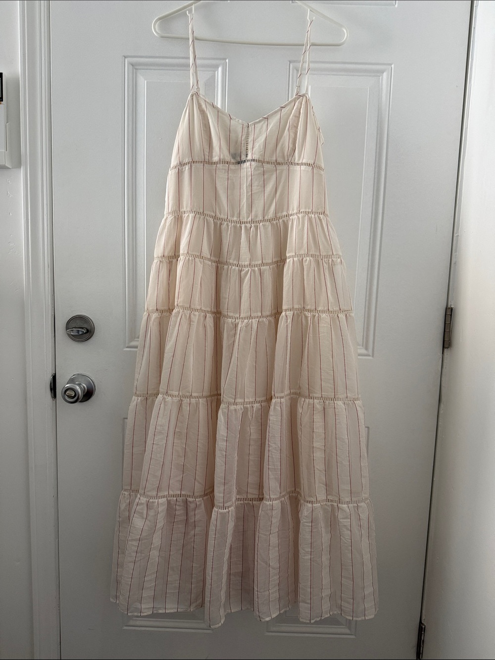 J. Crew Light Cream Tiered Spaghetti-Strap Maxi Dress